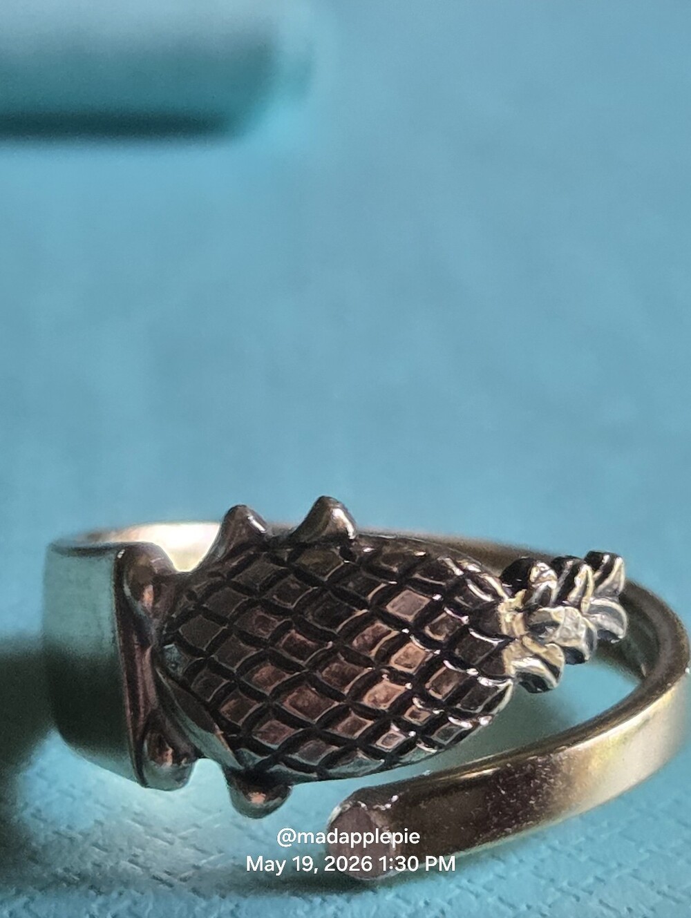 Tiffany & Co. Pinapple Spoon Ring Gold Vermile Over Sterling Luxury Demark #64